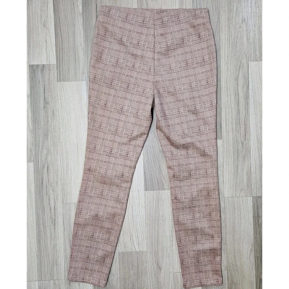Rachel Zoe Womens Burgundy Plaid Pants Slim Leg Size Small